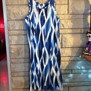 Chico's Blue and White Patterned Tank Dress